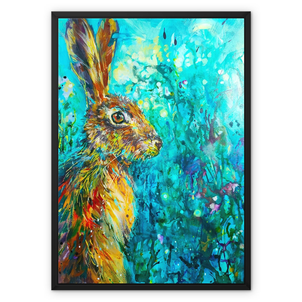 Ready to Run Framed Canvas - Animal Art by Susan Gardner - Contemporary Expressionist - Colourful Fine Art