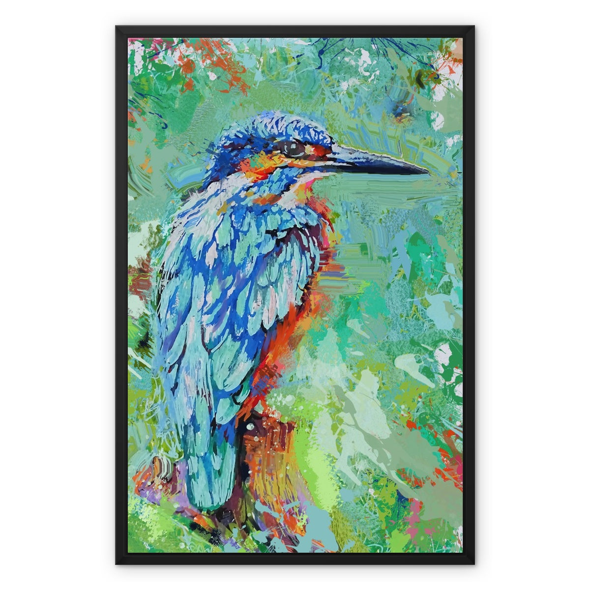 Aqua Splash Framed Canvas - Animal Art by Susan Gardner - Contemporary Expressionist - Colourful Fine Art