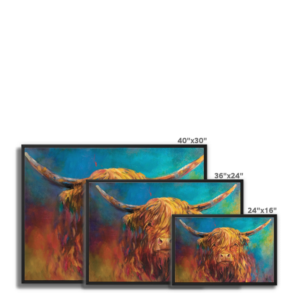 Glencoe Framed Canvas - - susan gardner - uk artist - colourful animal art