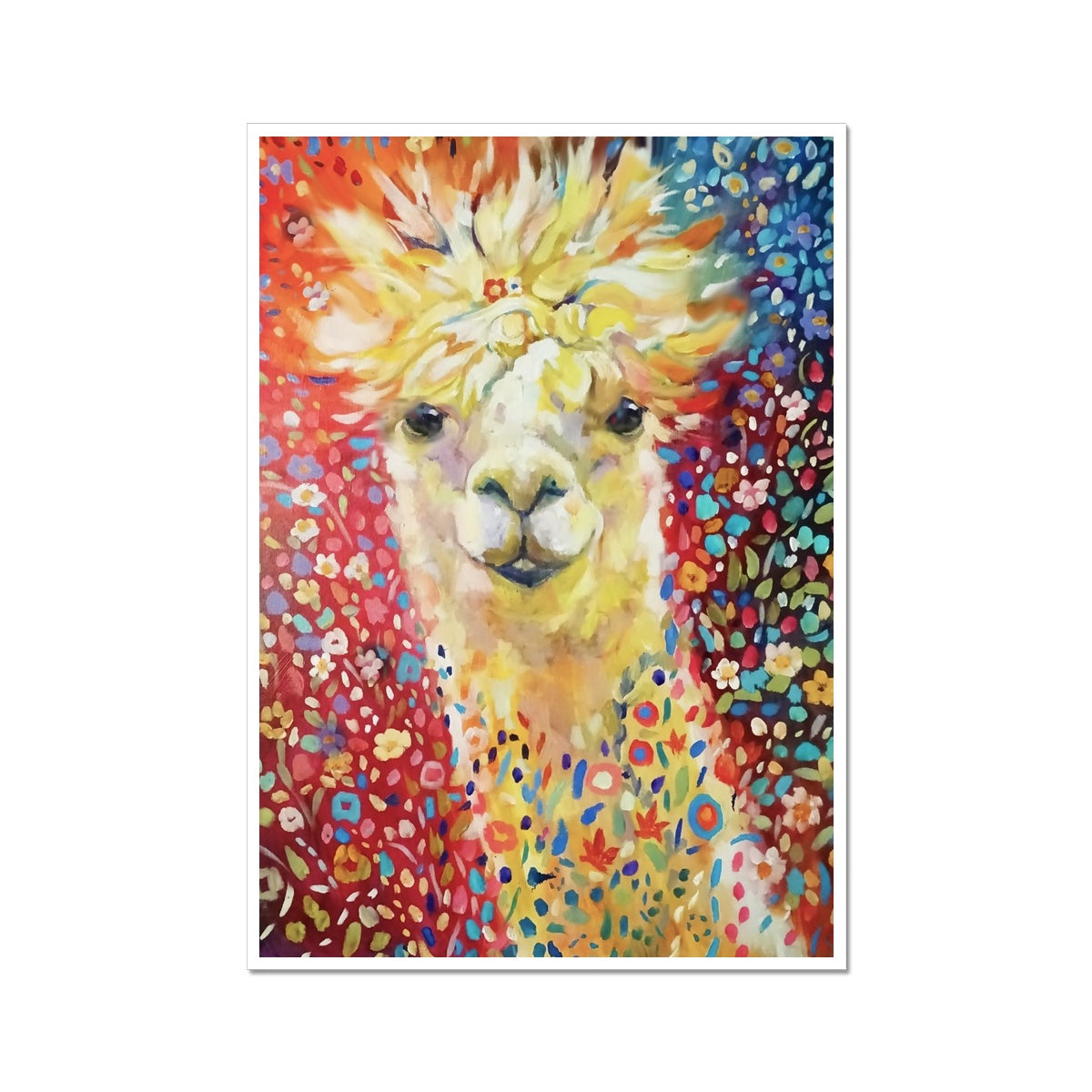 Love Alpaca Hahnemühle German Etching Print - - susan gardner - uk artist - colourful animal art