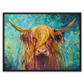 Kirriemuir Framed Canvas - - susan gardner - uk artist - colourful animal art