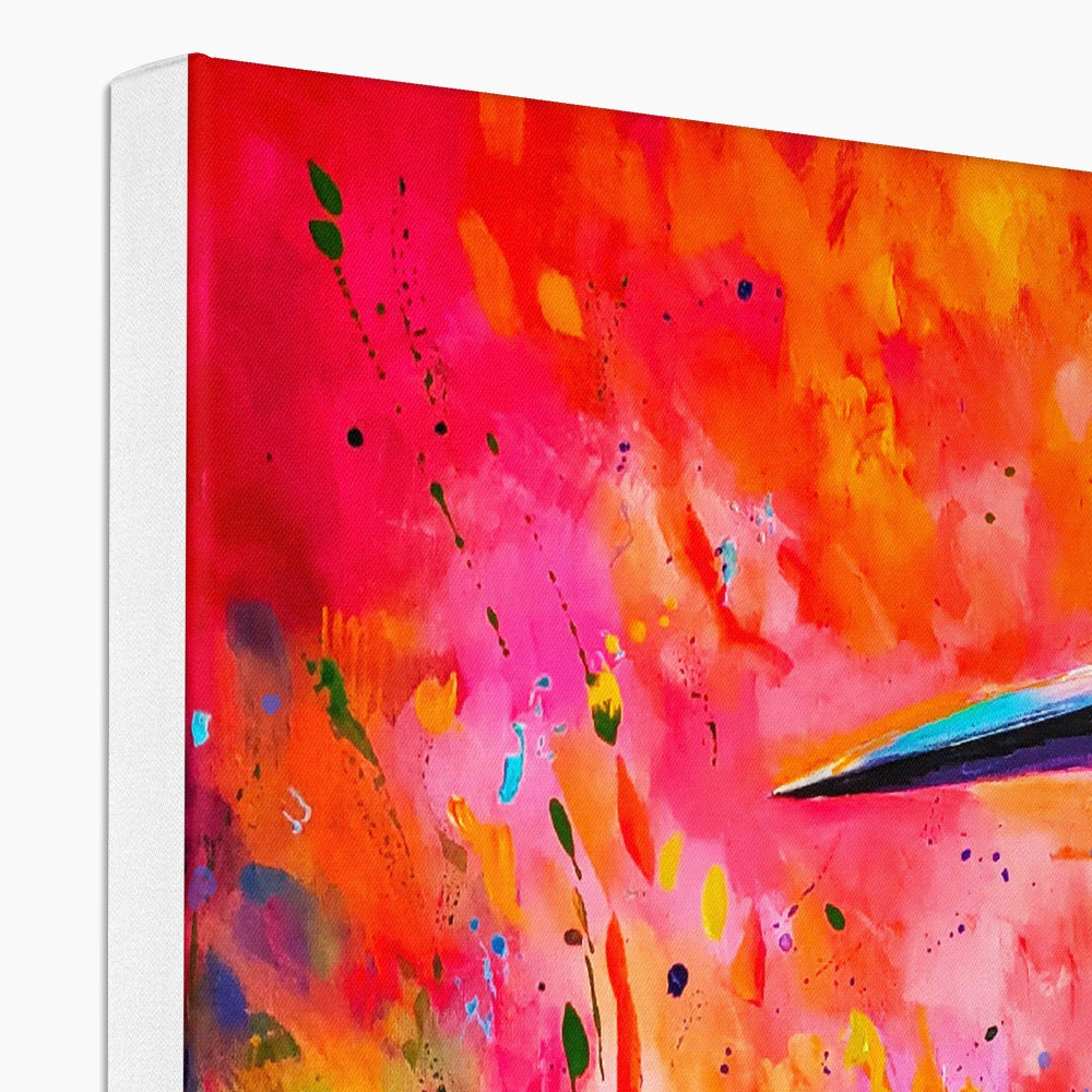Kingfisher Sunset Canvas - Animal Art by Susan Gardner - Contemporary Expressionist - Colourful Fine Art