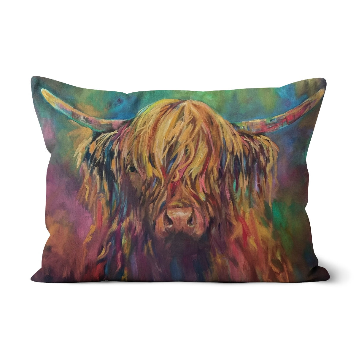 Applecross - Highland Cow Cushion - Animal Art by Susan Gardner - Contemporary Expressionist - Colourful Fine Art