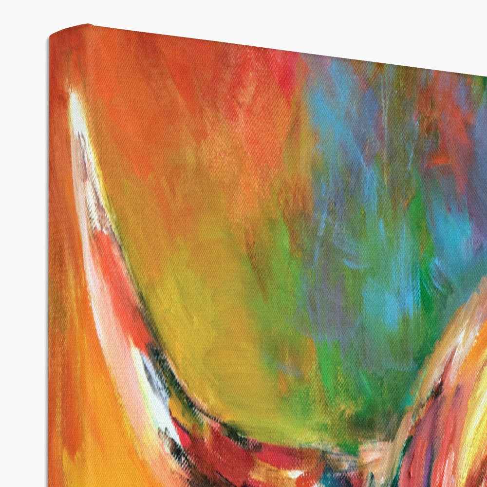 Glendevon - Highland Cow Canvas - - susan gardner - uk artist - colourful animal art