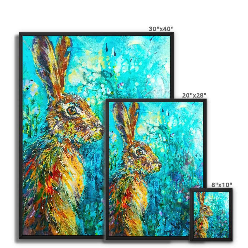 Ready to Run Framed Canvas - Animal Art by Susan Gardner - Contemporary Expressionist - Colourful Fine Art