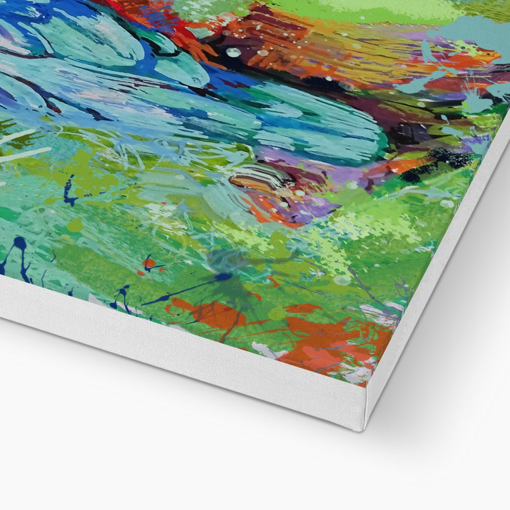 Aqua Splash Canvas - Animal Art by Susan Gardner - Contemporary Expressionist - Colourful Fine Art