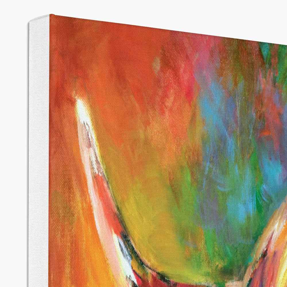 Glendevon - Highland Cow Canvas - - susan gardner - uk artist - colourful animal art