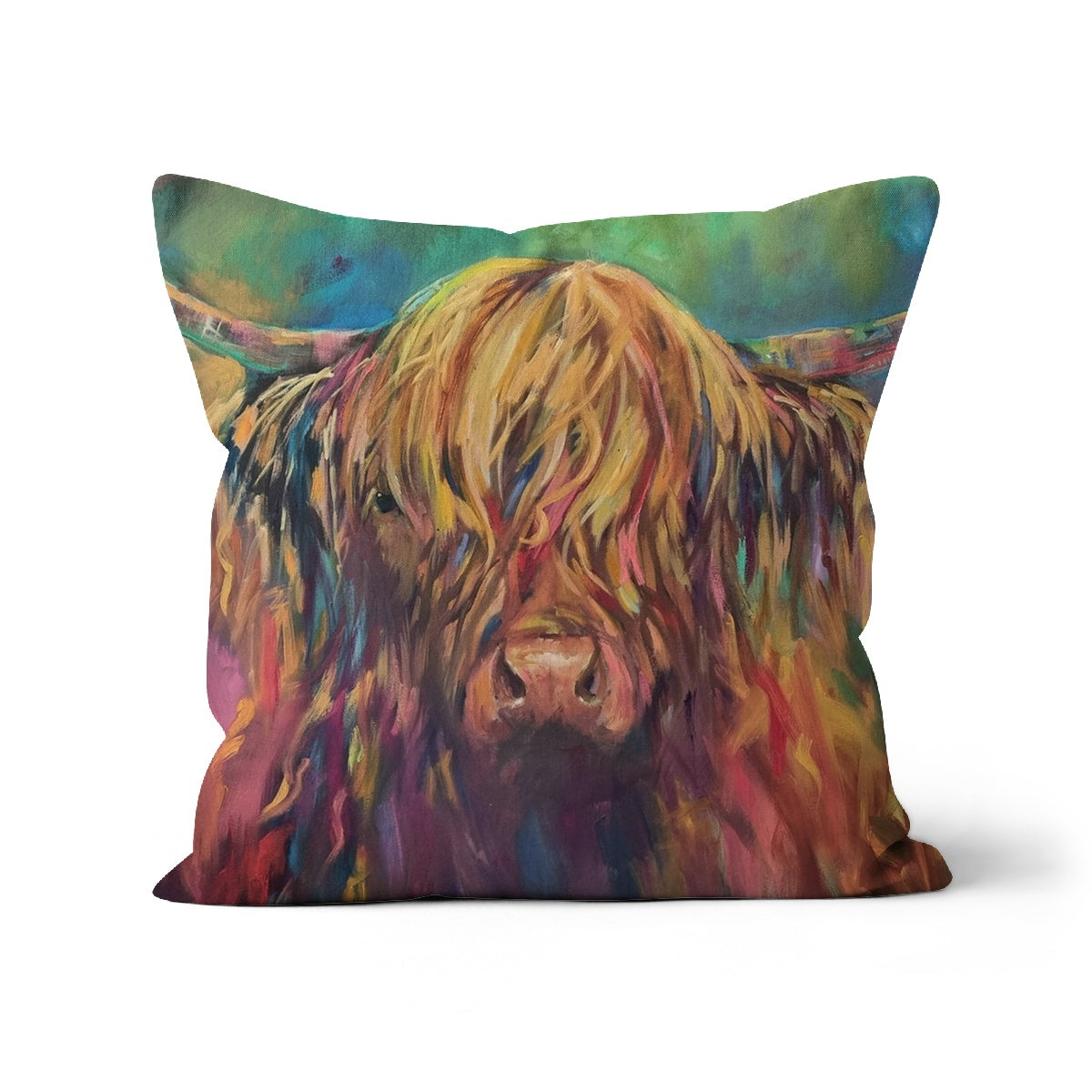 Applecross - Highland Cow Cushion - Animal Art by Susan Gardner - Contemporary Expressionist - Colourful Fine Art