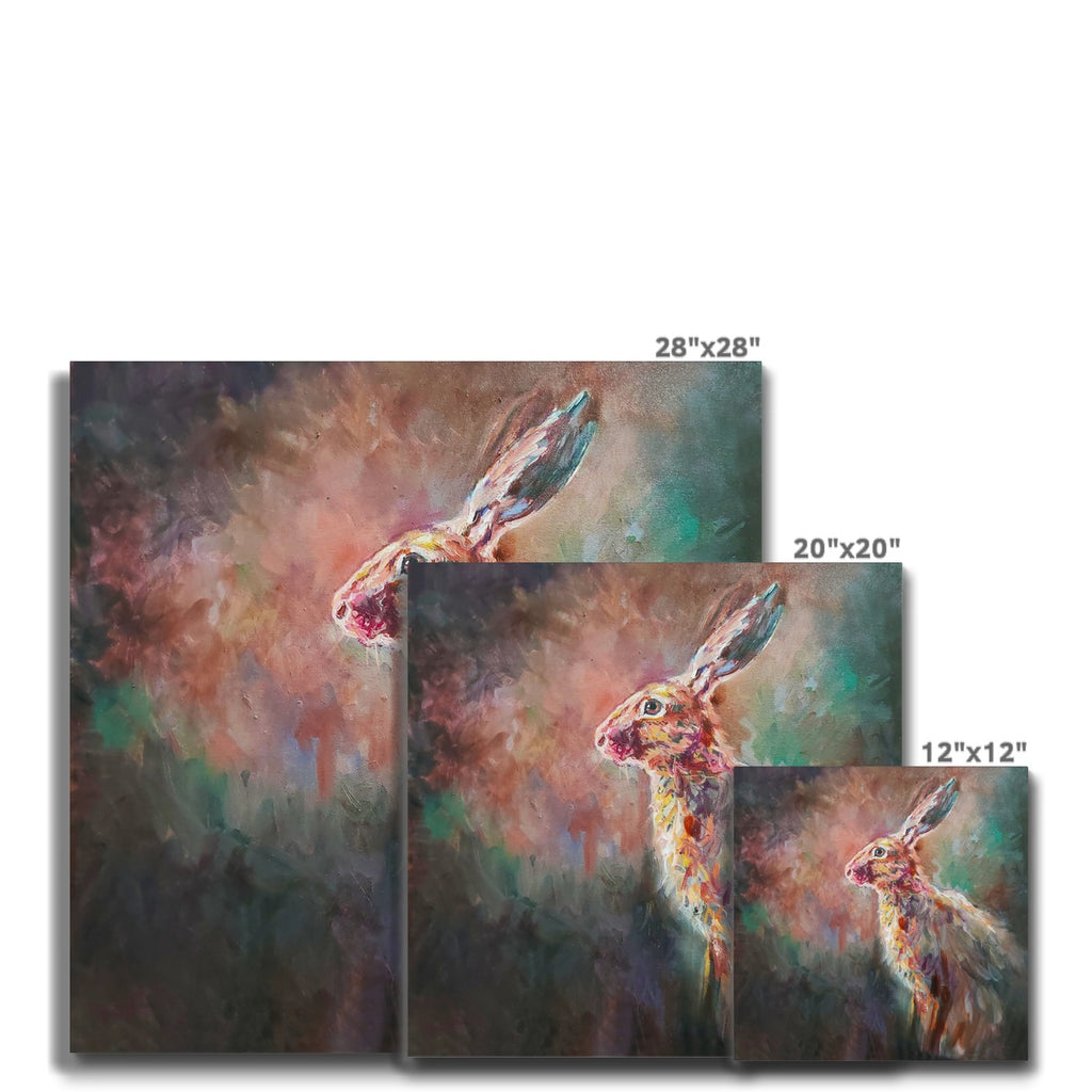 Ready For Action - Hare Canvas - - susan gardner - uk artist - colourful animal art