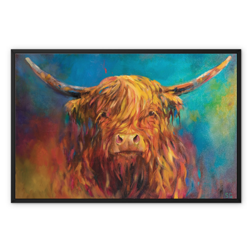Glencoe Framed Canvas - - susan gardner - uk artist - colourful animal art