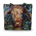 Gracie Longhorn Canvas Tote Bag - - susan gardner - uk artist - colourful animal art