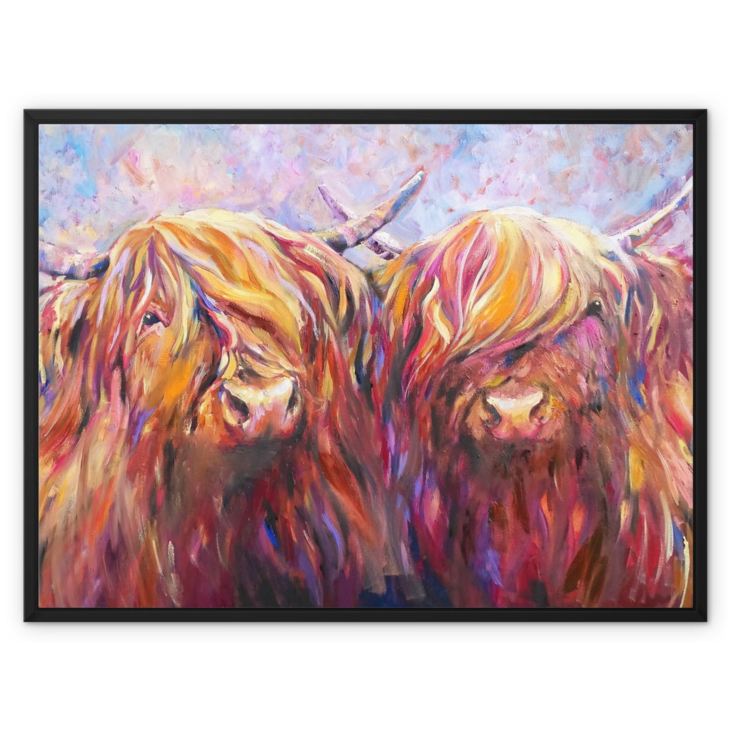 Fiddich and Spey Framed Canvas - - susan gardner - uk artist - colourful animal art
