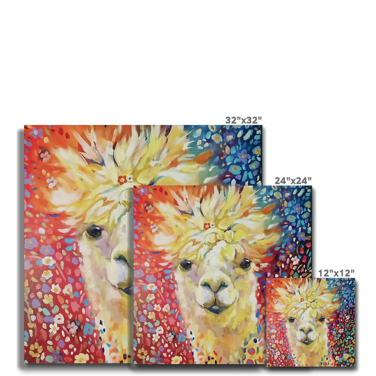 Love Alpaca Canvas - - susan gardner - uk artist - colourful animal art