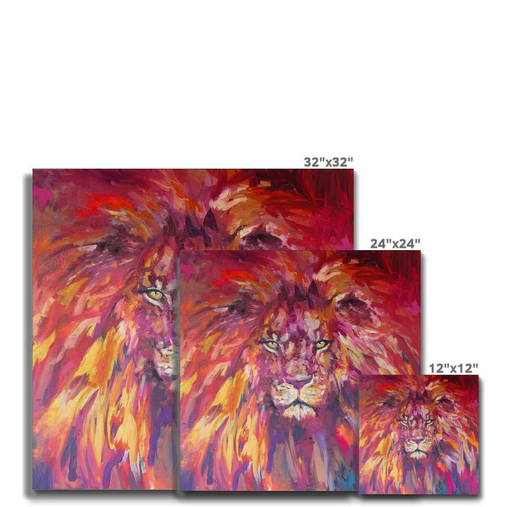 Rufus - Lion Canvas - - susan gardner - uk artist - colourful animal art