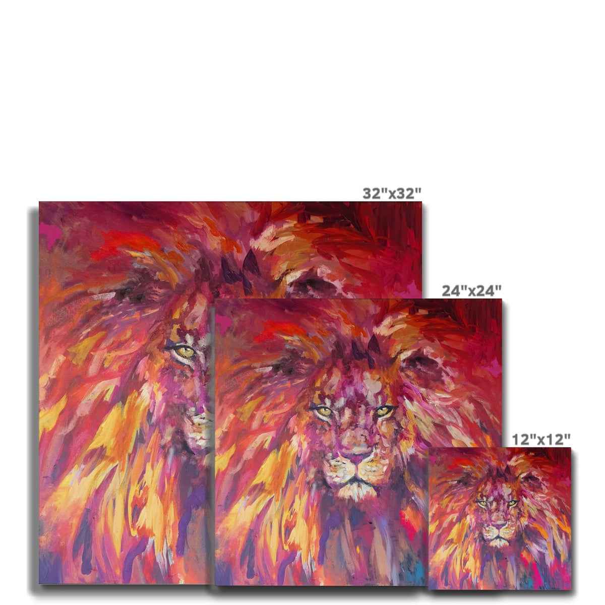 Rufus - Lion Canvas - - susan gardner - uk artist - colourful animal art