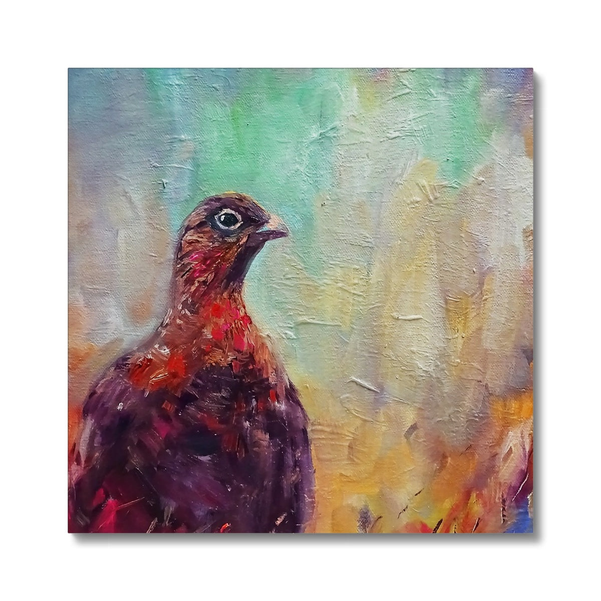 Little Grouse Canvas - Animal Art by Susan Gardner - Contemporary Expressionist - Colourful Fine Art
