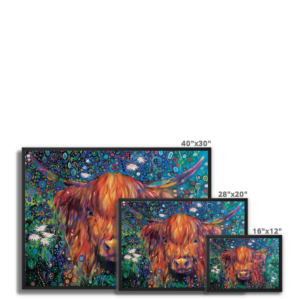 Braemar Daisies Framed Canvas - - susan gardner - uk artist - colourful animal art