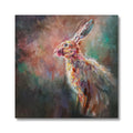 Ready For Action - Hare Canvas - - susan gardner - uk artist - colourful animal art
