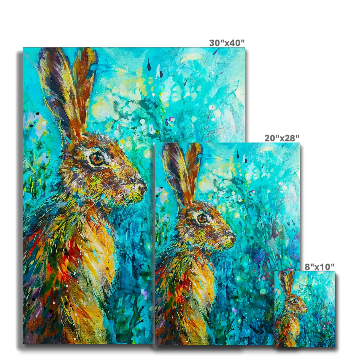 Ready to Run  - Hare Canvas - Animal Art by Susan Gardner - Contemporary Expressionist - Colourful Fine Art