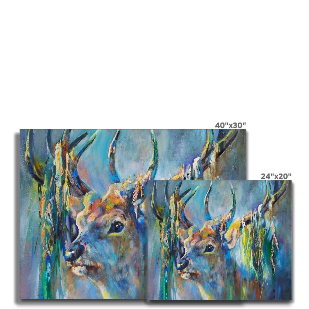 Silver Stag Canvas - - susan gardner - uk artist - colourful animal art