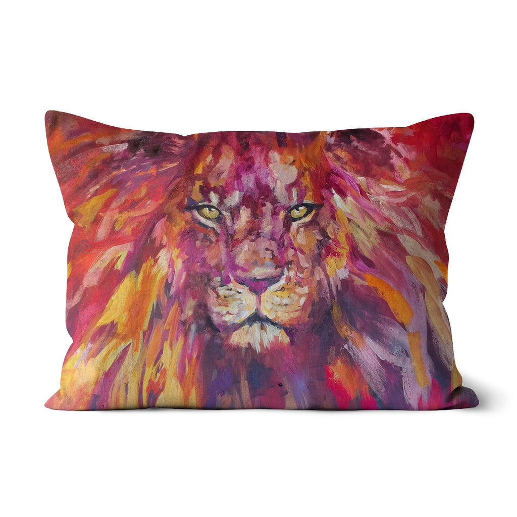 Rufus - Lion Cushion - Animal Art by Susan Gardner - Contemporary Expressionist - Colourful Fine Art
