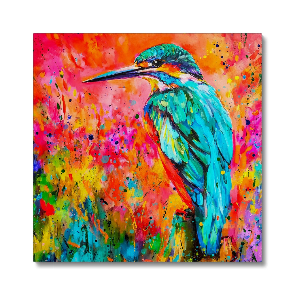 Kingfisher Sunset Canvas - Animal Art by Susan Gardner - Contemporary Expressionist - Colourful Fine Art