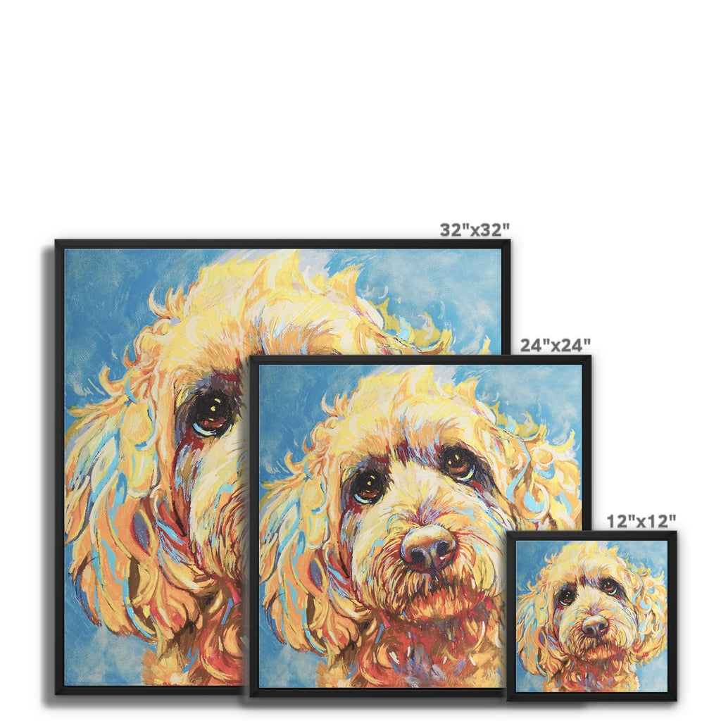 Teddy Bear Framed Canvas - - susan gardner - uk artist - colourful animal art