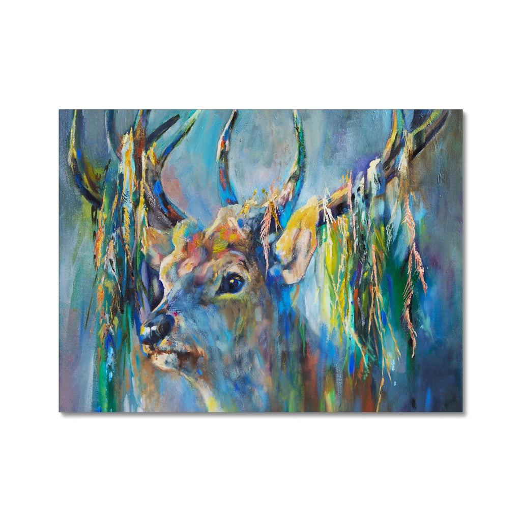 Silver Stag Canvas - - susan gardner - uk artist - colourful animal art