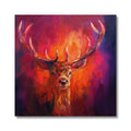 Deer portrait in dark red ith antlers