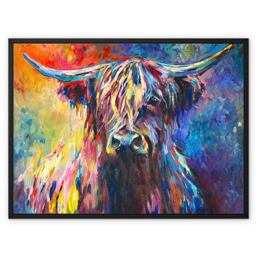 Lochaber Framed Canvas - - susan gardner - uk artist - colourful animal art