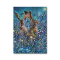 Enchanted Garden - Hares Canvas - - susan gardner - uk artist - colourful animal art
