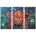 Braemar Daisies - Triptych set of Three Canvases - - susan gardner - uk artist - colourful animal art