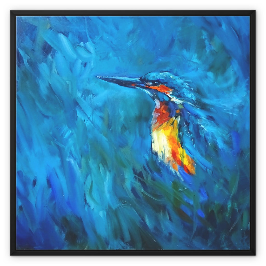 Kingfisher portrait in blues