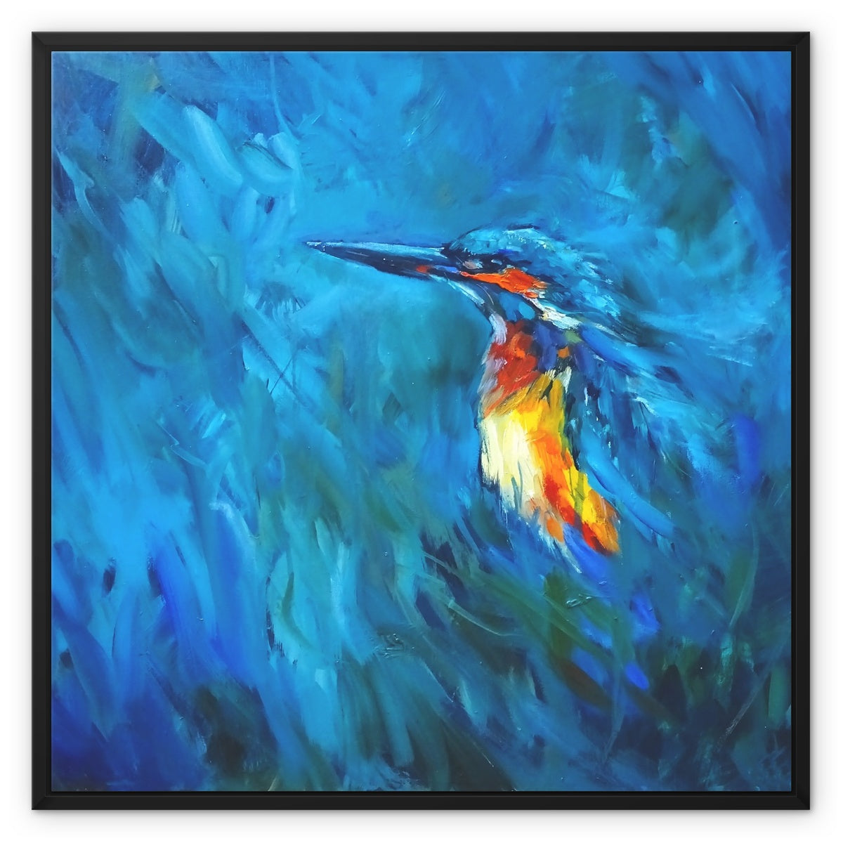 Kingfisher portrait in blues