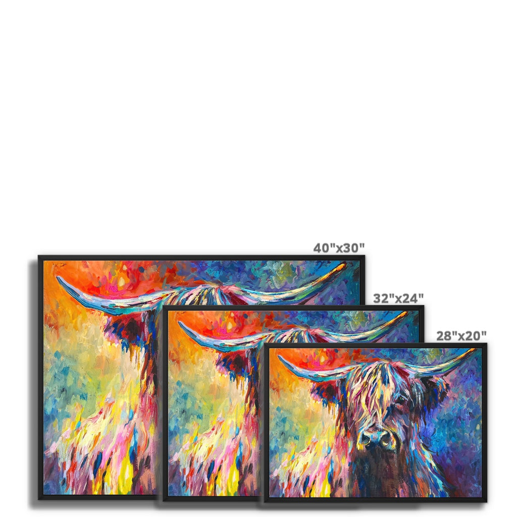 Lochaber Framed Canvas - - susan gardner - uk artist - colourful animal art