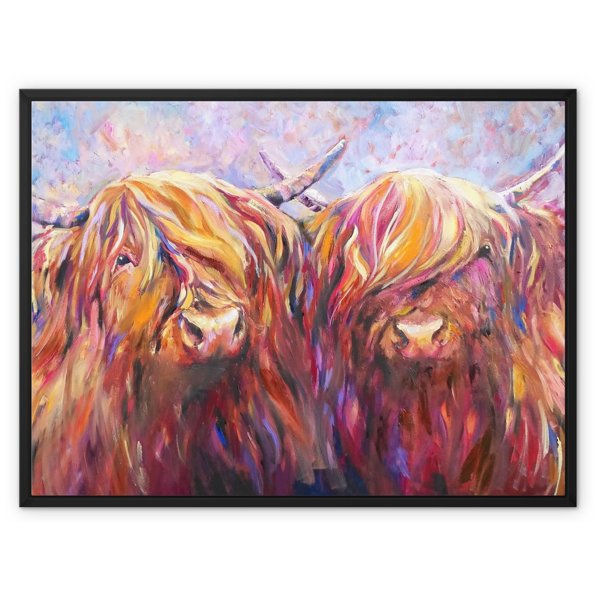 Fiddich and Spey Framed Canvas - - susan gardner - uk artist - colourful animal art