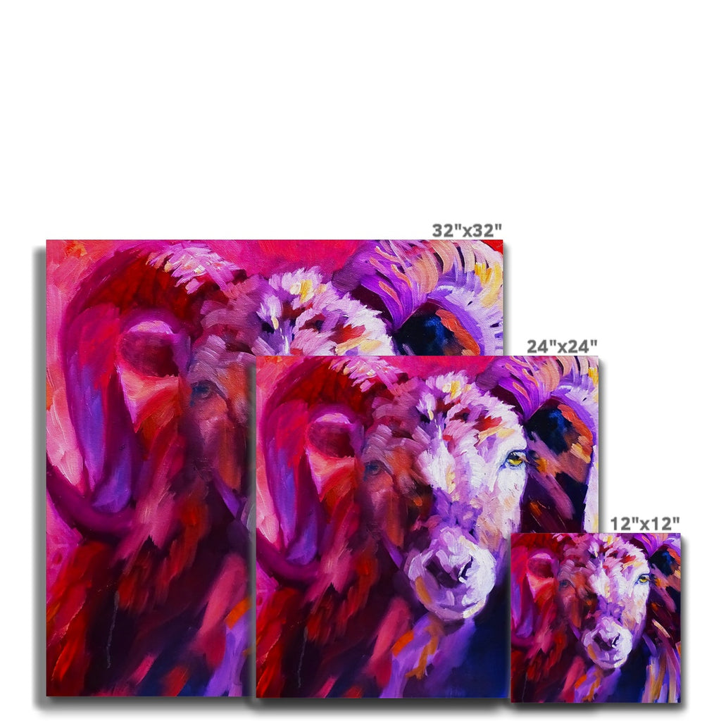 Red Ram Canvas - Animal Art by Susan Gardner - Contemporary Expressionist - Colourful Fine Art