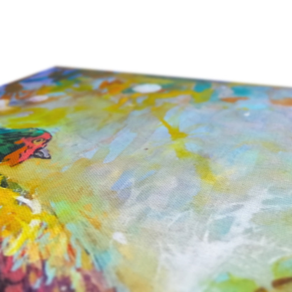 Fiesty Pheasants Canvas - Animal Art by Susan Gardner - Contemporary Expressionist - Colourful Fine Art