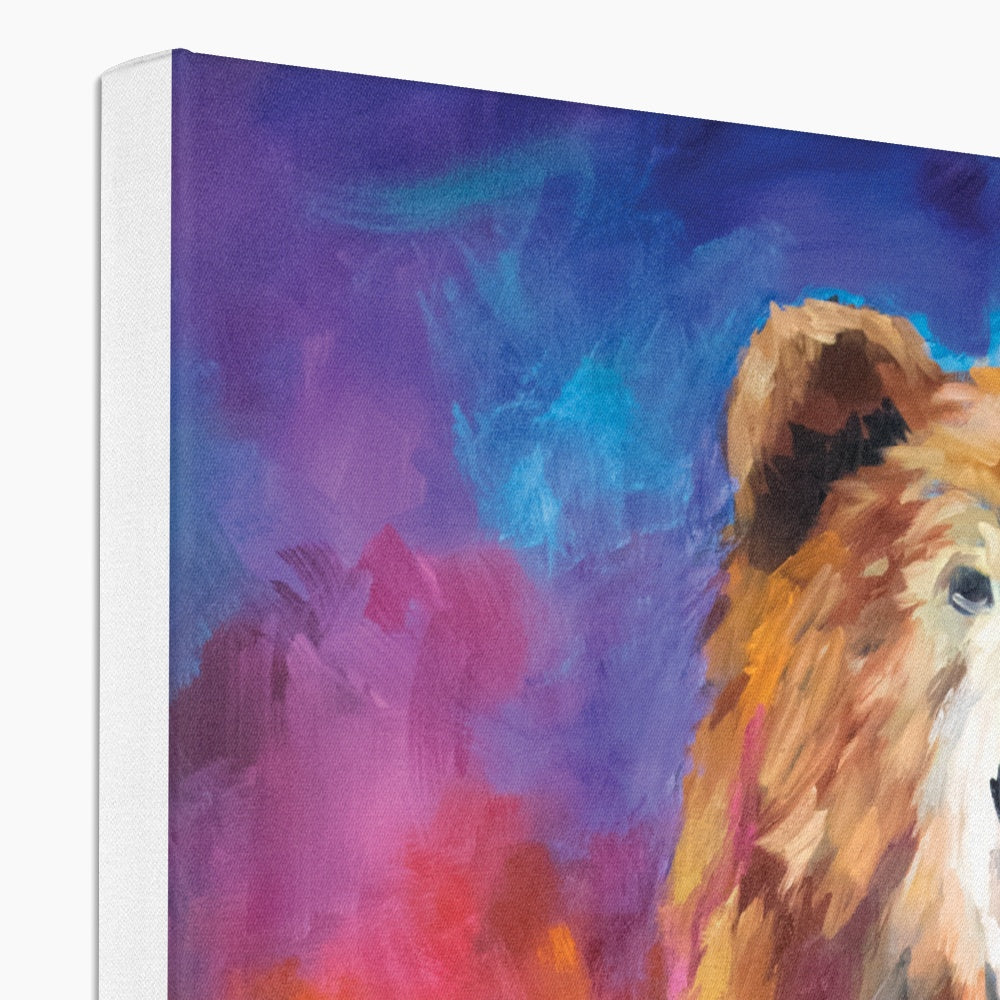 Sebastian - Bear Canvas - - susan gardner - uk artist - colourful animal art