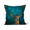 Ink Blue Stag - Deer Cushion - - susan gardner - uk artist - colourful animal art