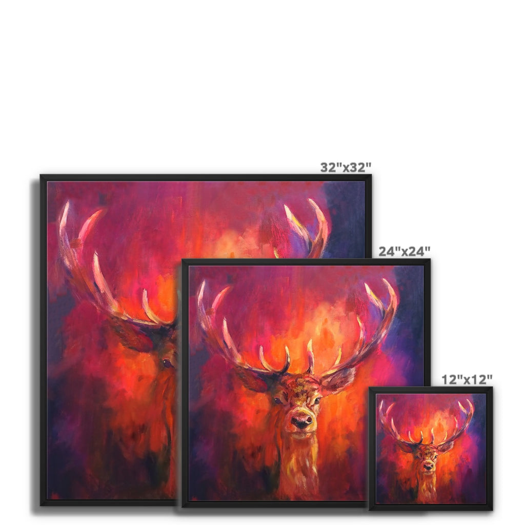 Spirit Stag Framed Canvas - Animal Art by Susan Gardner - Contemporary Expressionist - Colourful Fine Art