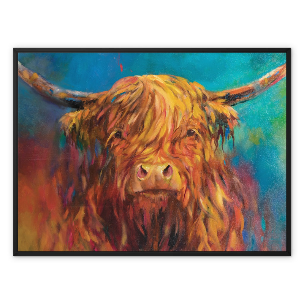 Glencoe Framed Canvas - - susan gardner - uk artist - colourful animal art
