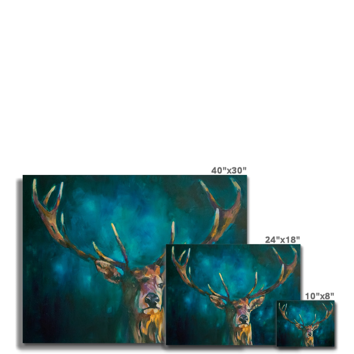 Ink Blue Stag - Deer Canvas - Animal Art by Susan Gardner - Contemporary Expressionist - Colourful Fine Art