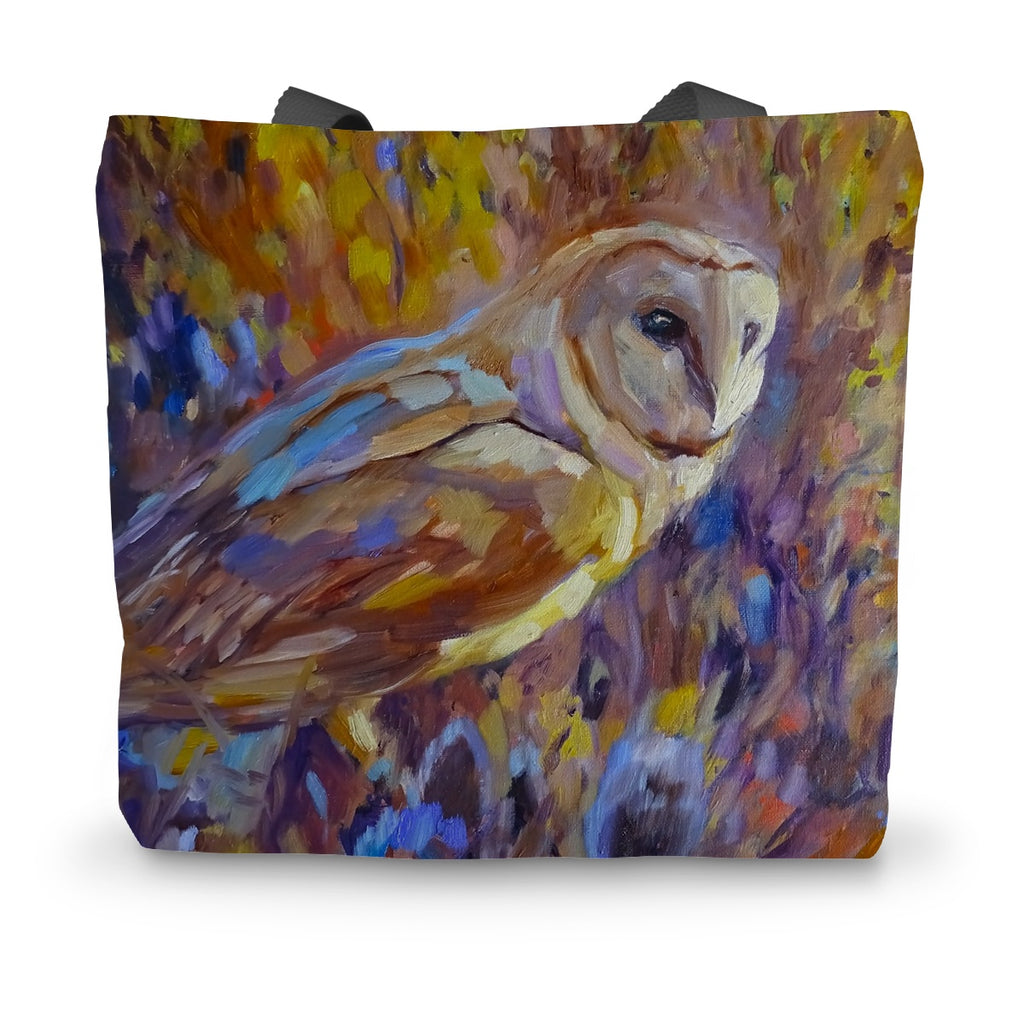 Barn Owl and Teazels Canvas Tote Bag - Animal Art by Susan Gardner - Contemporary Expressionist - Colourful Fine Art