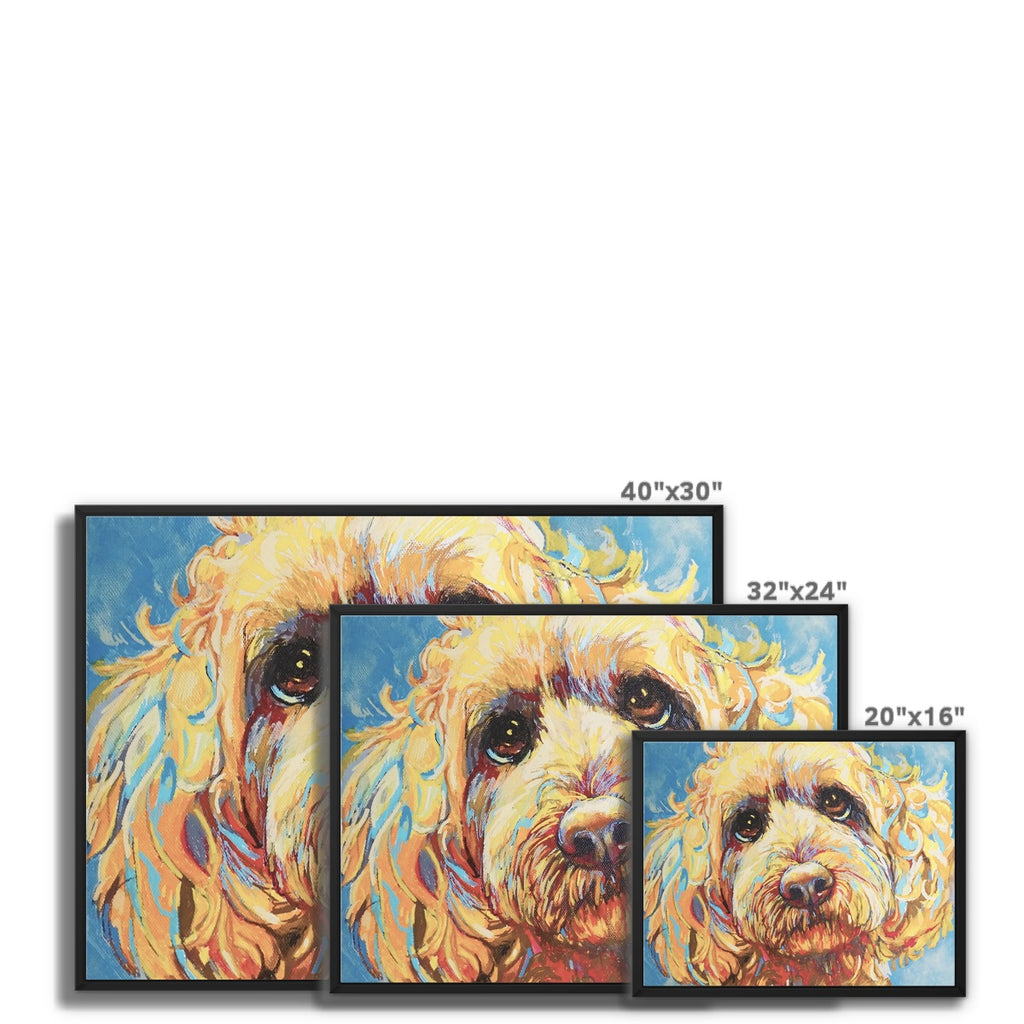 Teddy Bear Framed Canvas - - susan gardner - uk artist - colourful animal art