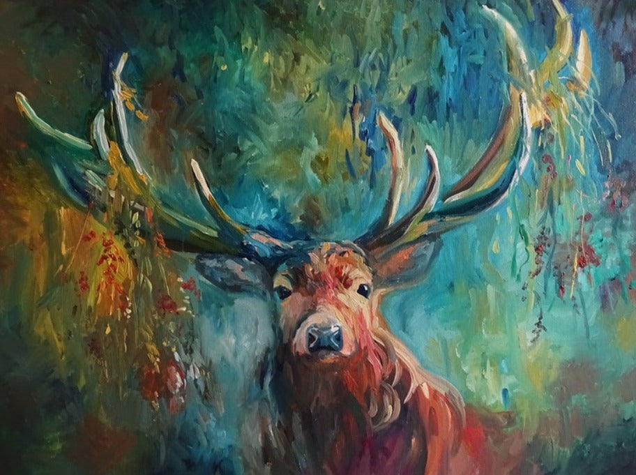 Wearing Bracken Canvas - - susan gardner - uk artist - colourful animal art