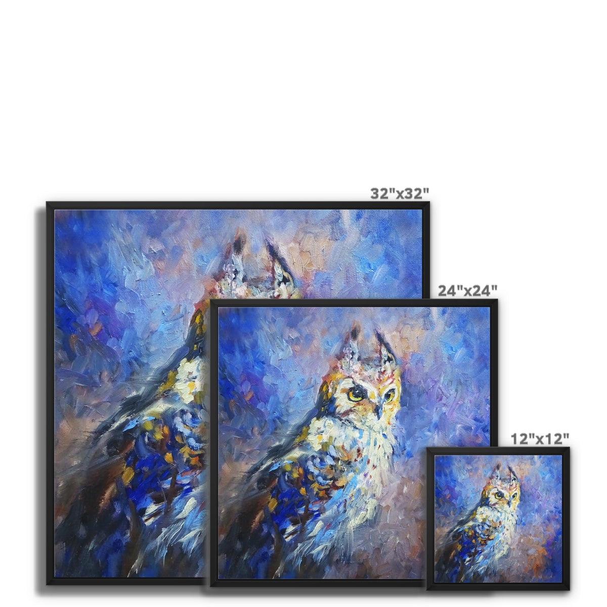 Eagle Owl Framed Canvas - Animal Art by Susan Gardner - Contemporary Expressionist - Colourful Fine Art