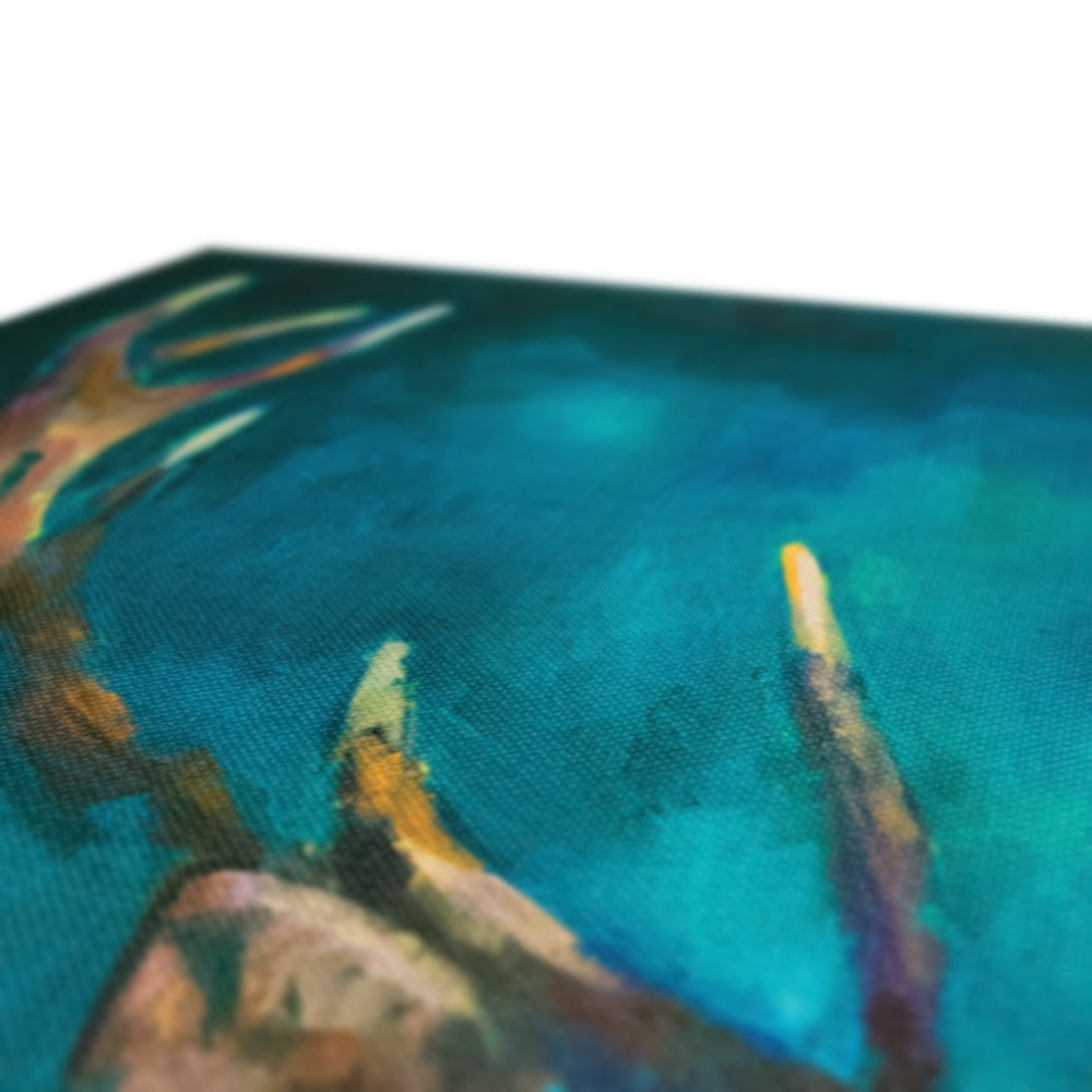 Ink Blue Stag - Deer Canvas - Animal Art by Susan Gardner - Contemporary Expressionist - Colourful Fine Art