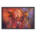 Islay - Highland Cow Framed Canvas - - susan gardner - uk artist - colourful animal art