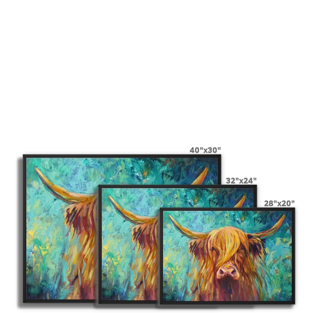 Kirriemuir Framed Canvas - - susan gardner - uk artist - colourful animal art